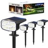 JEJOT Solar Spot Lights Outdoor Waterproof IP65,4 Pack,2CCT(3000K/6500K),4 Lighting Modes