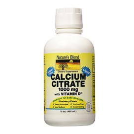 Nature's Blend Calcium Citrate with D3 Blueberry Flavored Liquid 16 oz Each (Pack of 3)