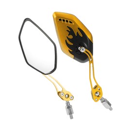 HOPESPANNER Universal Motorcycle Rear View Mirrors Adjustable Side Rearview Mirror Aluminum Alloy Plastic 1set Black Gold Tone M8/M10 Polygonal Shape