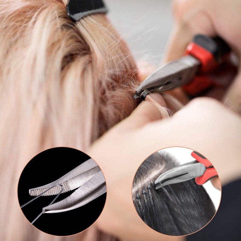 DHWEKU Micro Ring Needle Pliers, Hair Extension Pliers for Micro