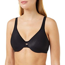 Lilyette by Bali Women's Plunge Into Comfort Keyhole Minimizer Bra, Onyx, 34C