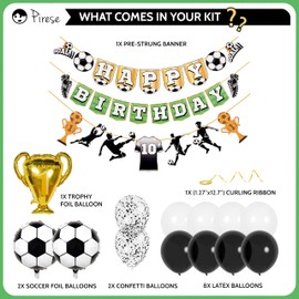 Pirese Soccer Birthday Party Decorations Kit – Soccer Happy Birthday Banner, Balloons, Soccer Themed Party Decorations, Soccer Birthday Decor, Soccer Party Supplies for Boys, Girls, Kids, Sports Fans