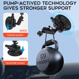 4.5"/14cm Camera Suction Cup Mount with Ball Head Quick Release Magic Arm Metal on Car Boat Windshield Window for Camera/DSLR Action Video Shooting