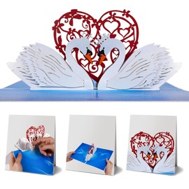 TOCCOOL Swan Couple 3D Pop-Up Card - Romantic Wedding, Anniversary, and Valentine's Day Card with Envelope & Greeting Card (1 Set)