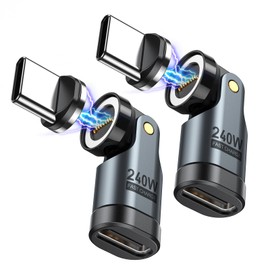 VAFOTON 240W USB C Magnetic Adapter, 9Pin Magnetic USB C Adapter (2 Pack), 540° Rotation USB C to Typ C Magnetic Adapter, Supports PD 240W 5A Quick Charge and Data Transfer, For MacBook/Laptop/Tablet