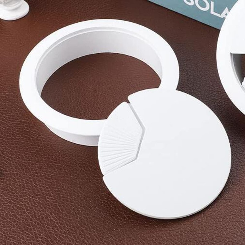 4 Pieces White Desk Grommet, 60mm (2.4 inch) Plastic Desk