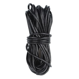 Leather Cord Round 2 mm x 5 m, Leather Strap, Classic Chain, Leather Cord Made of Real Leather for DIY Jewellery Such as Bracelets Crafts Lanyard Bracelet Jewellery, Necklaces Black