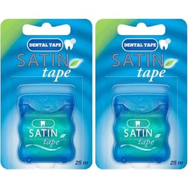 2 x Oral Satin Tape 25m Dental Waxed Mint Flossing Tape Oral Care for Fresh Clean Feel