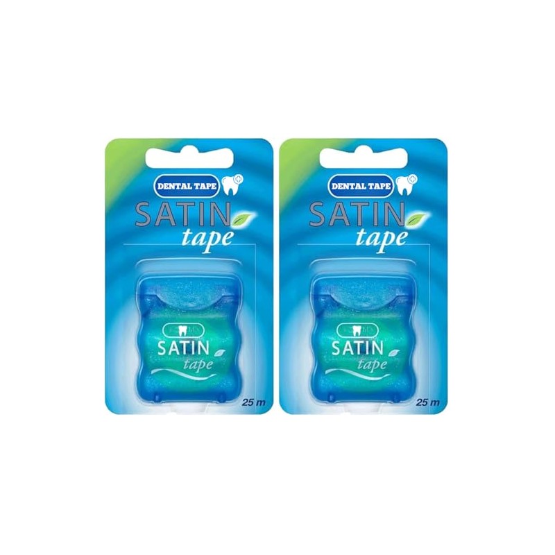 2 x Oral Satin Tape 25m Dental Waxed Mint Flossing