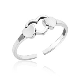Honolulu Jewelry Company Sterling Silver Triple Heart with Antique Finish Toe Ring