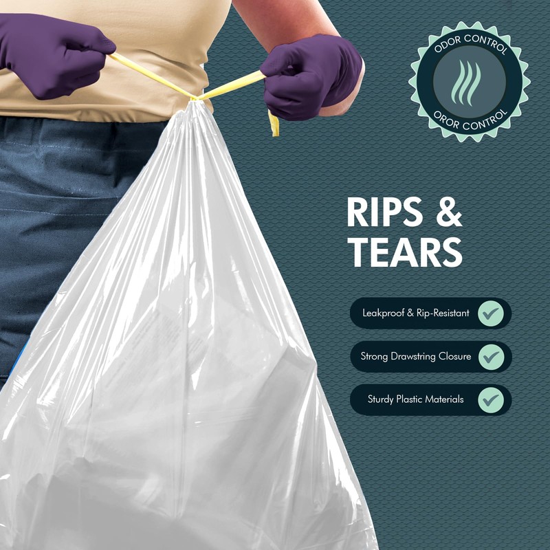 PAMI Tall 13-Gallon Kitchen Drawstring Trash Bags [60 Pack -