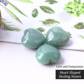 UU UNIHOM 40mm Natural Green Aventurine Large Heart Stones Healing Crystals Gemstones Gifts Heart Shaped Rocks for Home Decor Reiki Meditation Women
