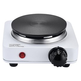 Compact and Portable Countertop Burner- Countertop Single Cast Iron Burner 1000 Watts Electric Hot Plate Temperature Controls White
