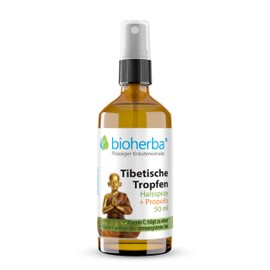BIOHERBA Halsspray Tibetische Tropfen mit Propolis Extrakt – 50 ml – Halspflege mit Vitamin C, Knoblauch, Kamille, Johanniskraut, Sand-Strohblume – Unterstützt Immunsystem und lindert Halsschmerzen