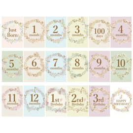 tuzuru Monthly Cards, Monthly Cards, Set of 18, Newborn Photo, Maternity Photo, Fashionable, Photo Prop, Cute, Birthday, 100th Birthday, Monthly Baby Shower, Baby Shower, Monthly Photo Present, (A)