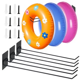 MUOUAKATE 3 Pcs Pool Float Storage Holder, 16.7 Inch Wall Mount Pool Float Organizer Storage Rack with Hangers for Swimming Ring, Towel, Tools & More Storage Indoor Outdoor Space-Saving