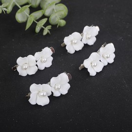 Teyglen 4Pcs Mini Flower Hair Clips Cute White Flower Hair Barrette Bridal Flower Wedding Hair Clips Decorative Hair Accessories for Flower Girls Women
