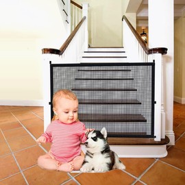 Baby Gate for Stairs No Drilling - [Must-Have Baby Safety Gate], 43.3" W x 28.3" H Retractable Mesh Baby Gate Dog Gate for The House No Drill (43.3" x 28.3") (43.3" x 28.3")