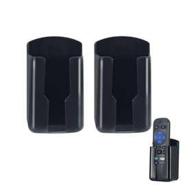 Runhike Hole-Free Remote Holder Wall Mount Compatible with Roku,Strong Adhesive Morden Simple Remote Holder Compatible with Roku,Black,2 PCS
