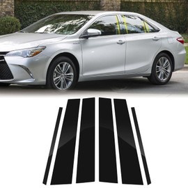 FUNY Pillar Posts Trim Kit Anti Scratch B Pillar Molding Glossy Black Cover Stickers Center Window Outer Pillar Post Panel Covers Fit for 2012-2016 Camry