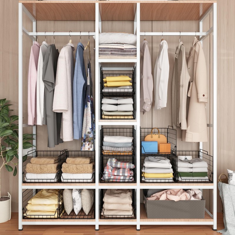 Jakyitvi Stackable Closet Organizers and Storage Bins 4 Pack, Sturdy