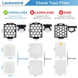 UV900 Replacement Filters for Shark Performance Lift Away UV850 UV900 DuoClean Upright Vacuum, 2 Filters and 6 Foam & Felt Filters, Compare to Part XHF320 and XFFK602UKT
