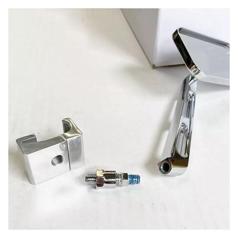 Moore Parts Manx Buggy Chrome Sideview Rectangular Mirror W/Aluminum Mount,