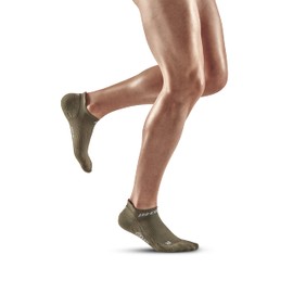 CEP - THE RUN COMPRESSION SOCKS NO SHOW for men | Extra short running socks with compression | Regenerating compression socks for men, Olive, M