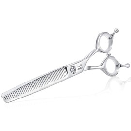 JASON 7" Dog Grooming Scissors, Combines Cutting, Thinning, Blending and Texturizing Features, Reversible Pet Trimming Shears, JP 440C (40-teeth, Silver) Christmas Gift