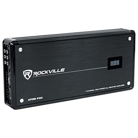Rockville Atom P30 2400 Watt 4-Channel Marine/ATV/Car Amplifier Amp+Volt Meter, Black