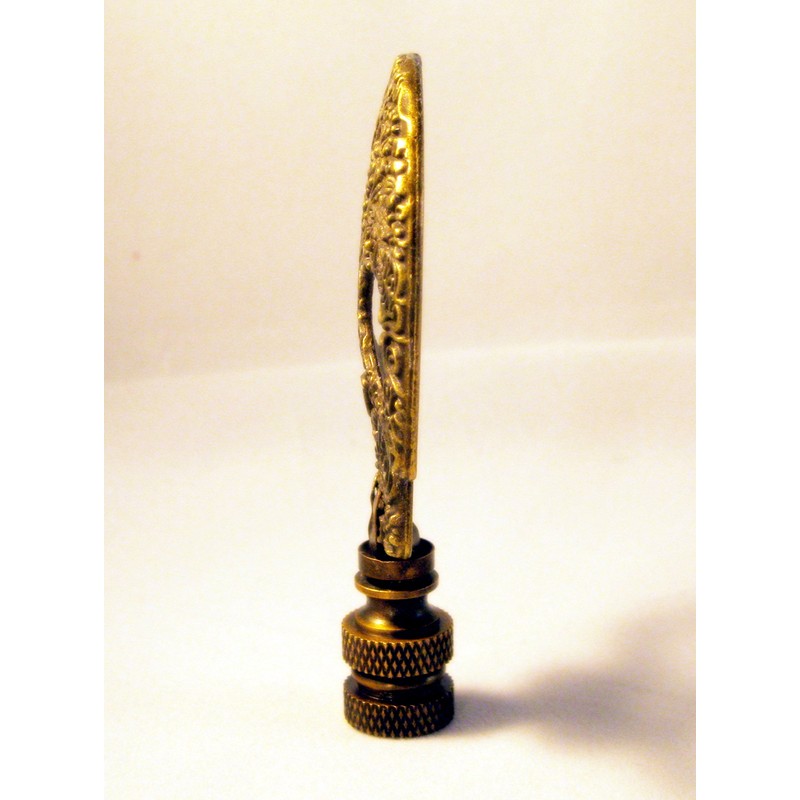 Lamp Finial-Aged Brass D.O.D. Skull on Aged Brass Base