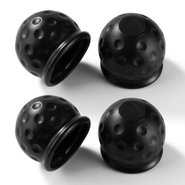 VooGenzek Pack of 4 Tow Ball Covers, 50 mm Tow Bar Protective Cap, Ball Cover for Universal, Soft Rubber Tow Bar Cover, for Trailer, Lorry, RV, Black