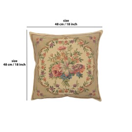 Bouquet Floral Beige European Cushion Cover - 18 in. x 18 in. Cotton/Viscose/Polyester by Charlotte Home Furnishings