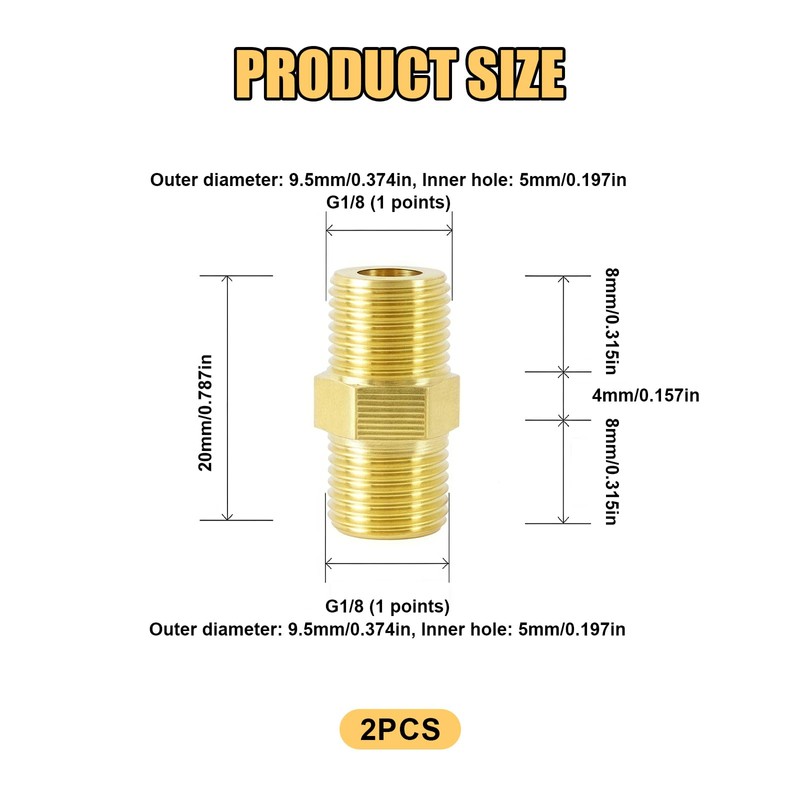 2pcs Gas Hose Connector Double Nipple Gas Quick Coupling Gas