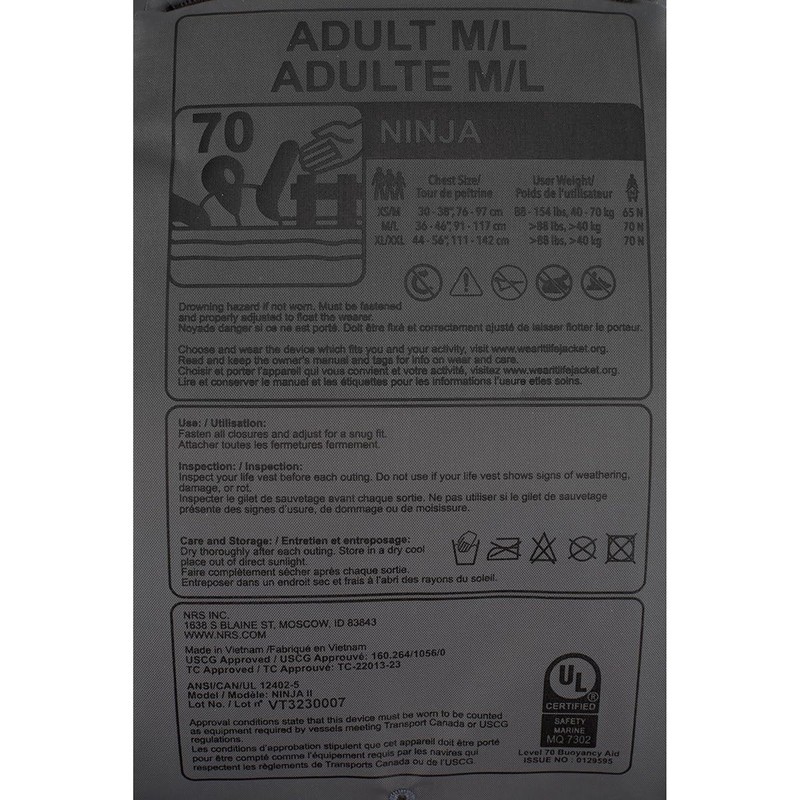 NRS Ninja PFD Life Jacket - Plum, X-Large/XX-Large