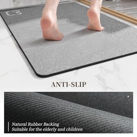 Tapete de baño largo con piedra de diatomita grande, súper absorbente, con respaldo de goma antideslizante, de secado rápido, para baño, 15.7 x 47.2  