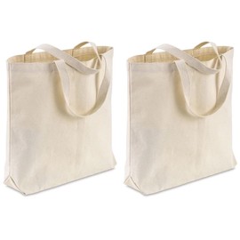 PINK Co. 2 Canvas Tote Bags Bulk Multi-Purpose Blank Canvas Totes for Crafts Reusable Grocery Bags Cotton Beach Bags DIY Gift Bags