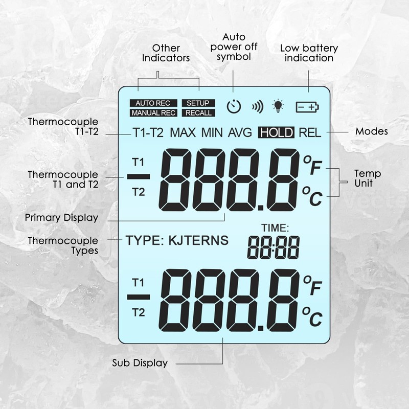 JuviPerpric Thermocouple Thermometer Digital K Type Thermometer,Dual Channel Thermocouple Tester(-238~3212℉)