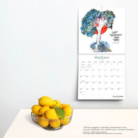 Live with Intention | 2024 12 x 24 Inch Monthly Square Wall Calendar | Brush Dance | Art Paintings Inspiration Motivation