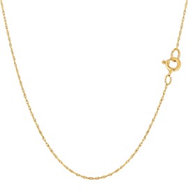 Jewelry Affairs 14k Yellow Real Gold Rope Chain Necklace, 0.4mm, 20"