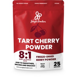 Jungle Powders Freeze Dried Tart Cherry Powder For Smoothie 3.5 Ounce Bag, Powdered Cherries Unsweetened, Additive and Filler Free Natural Tart Cherry Extract For Baking Flavoring Cooking Smoothies