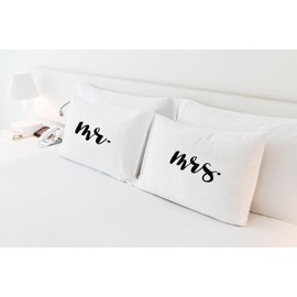 Oh, Susannah Mr and Mrs Pillow Cases - Anniversary Wedding Gift - Couple Pillowcases His & Hers (2 Queen Size Pillowcases) Girlfriend Gifts