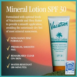 VACATION Loción Mineral Vacacional Protector Solar Spf 30 + Paquete De Ambientador, Protector Solar Premium De Zinc Para Piel Sensible, Hidratante + P