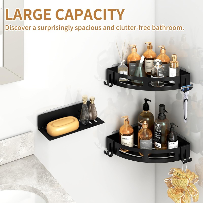 JUYSON Shower Caddy Corner Shelves for Inside Shower No Drilling,