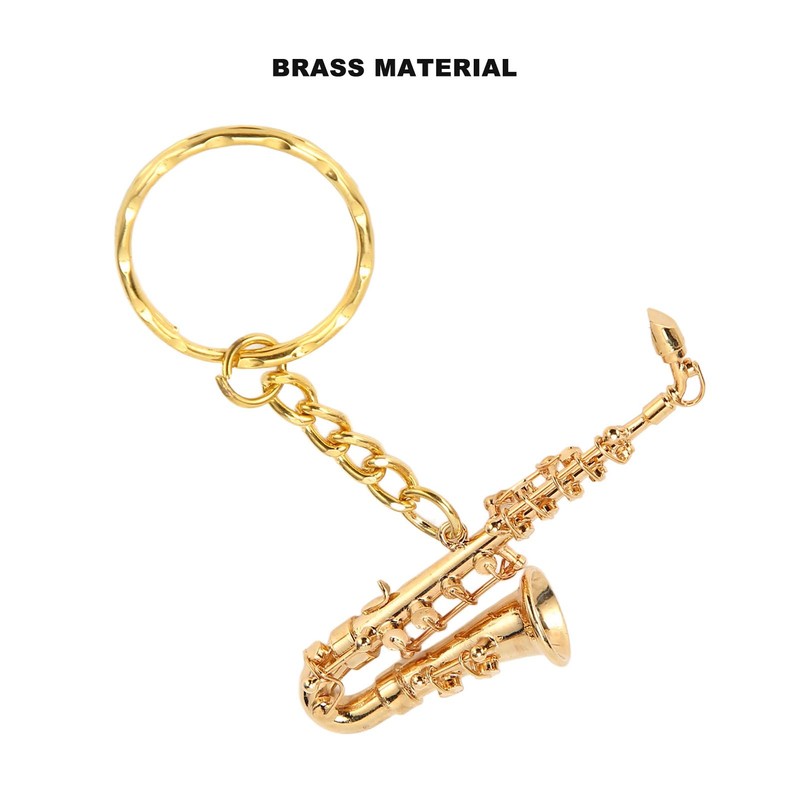 Saxophone Pendant Keychain, Portable, Funny Brass Miniature Saxophone Musical Instrument