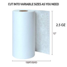 Cut Away Fabric Stabilizer for Embroidery (12 in x 50 yd Roll), Seneme Cut Away Embroidery Stabilizer - Medium Weight 2.5 oz Cutaway Embroidery Stabilizers - for Machine Embroidery Stabilizer