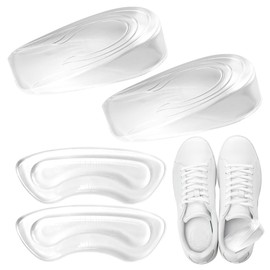 2 Paar Gel Fersenpolster Silikon, 1cm Fersenkeil Achillessehne, Transparente Height Increase Insoles, Schuheinlagen Erhöhung, Fersensporn Einlagen gel, Silikon Fersenschutz für Schuhe Damen und Herren