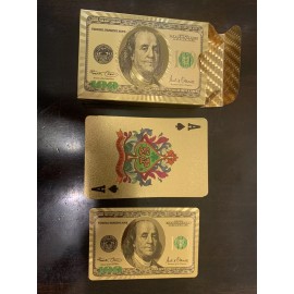 24K Plastic Playing Cards Deck,Poker Game Gold Foil Waterproof With Box