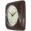 Infinity Instruments Square Retro Wall Clock, Mahogany, 9.25"