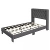 COSTWAY Twin Size Modern Upholstered Headboard Bed Frame With Button
